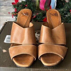 Sofft Brown Leather Mules